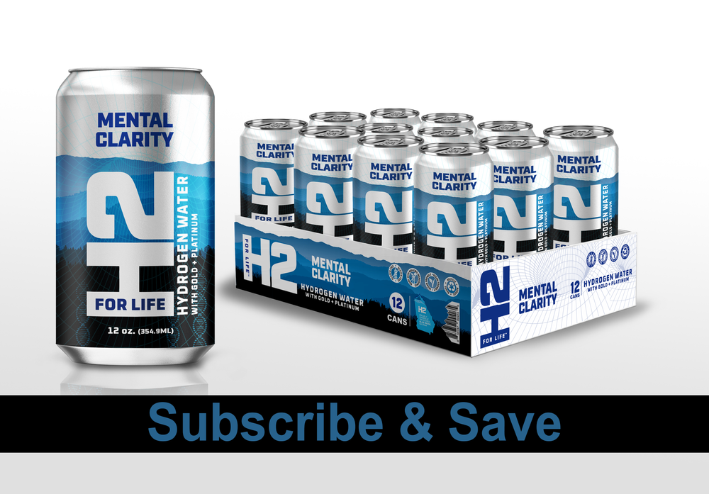 SUBSCRIPTION -  H2ForLife Mental Clarity Hydrogen Water With H2+Gold+Platinum, Case of (12) 12 oz. Cans