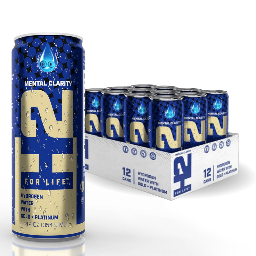 H2ForLife Mental Clarity Hydrogen Water (WB SUB) With H2+Gold+Platinum, Case of (12) 12 oz. Cans